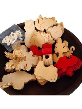 Wood cut unfinished Holiday Christmas shapes blanks Deer Santa Candy Cane Trees